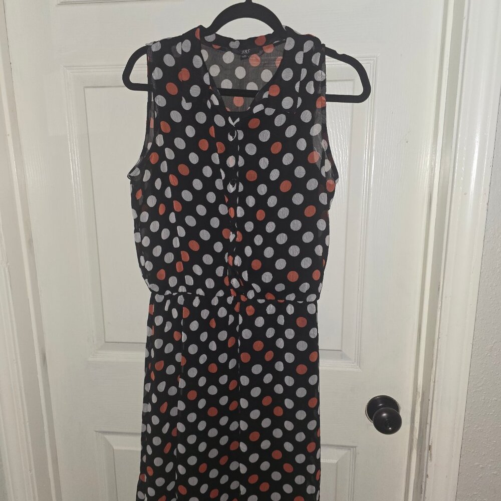 JBS Polka Dot Dress Size 12, Sleeveless, Casual, Office, Front Buttons